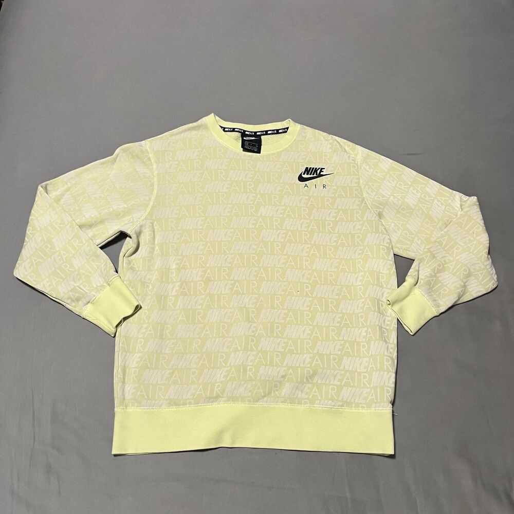 Nike Air Cropped Women’s Sweatshirt Crewneck – All Over Print, Yellow - Small